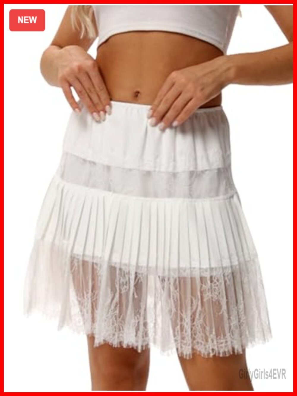 Lace Shirt Extender Plus Size Underskirt Elastic Waist Half Slip Mini Skirt